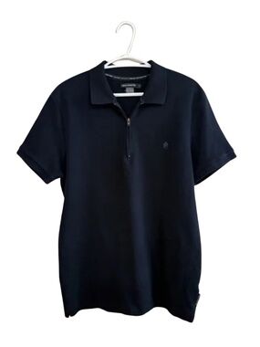 French Connection Navy Blue Ribbed Half Zip Polo Shirt – Size Large EUC